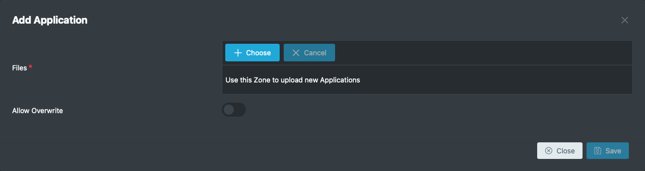 File upload to add application