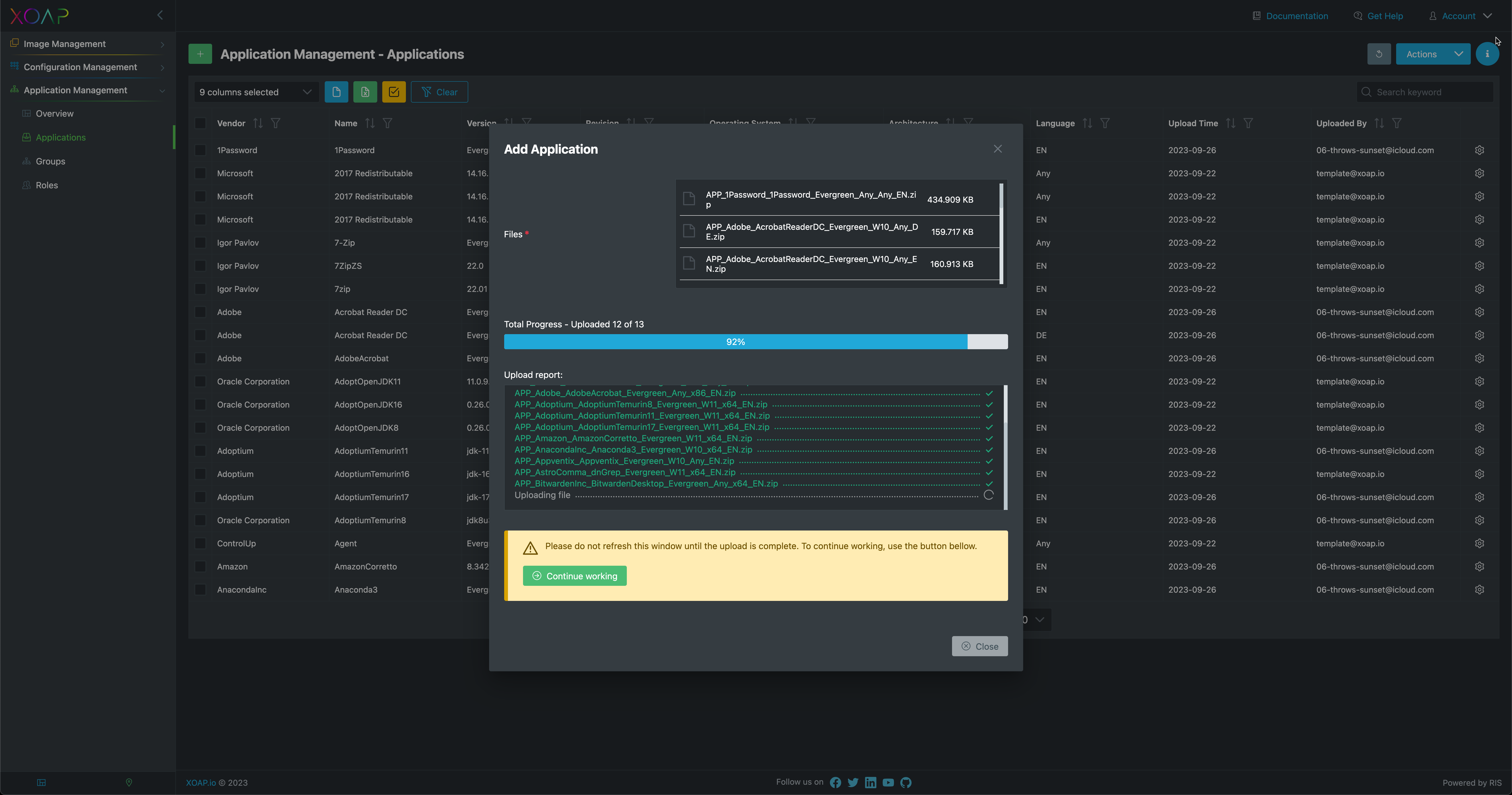 Upload Applications