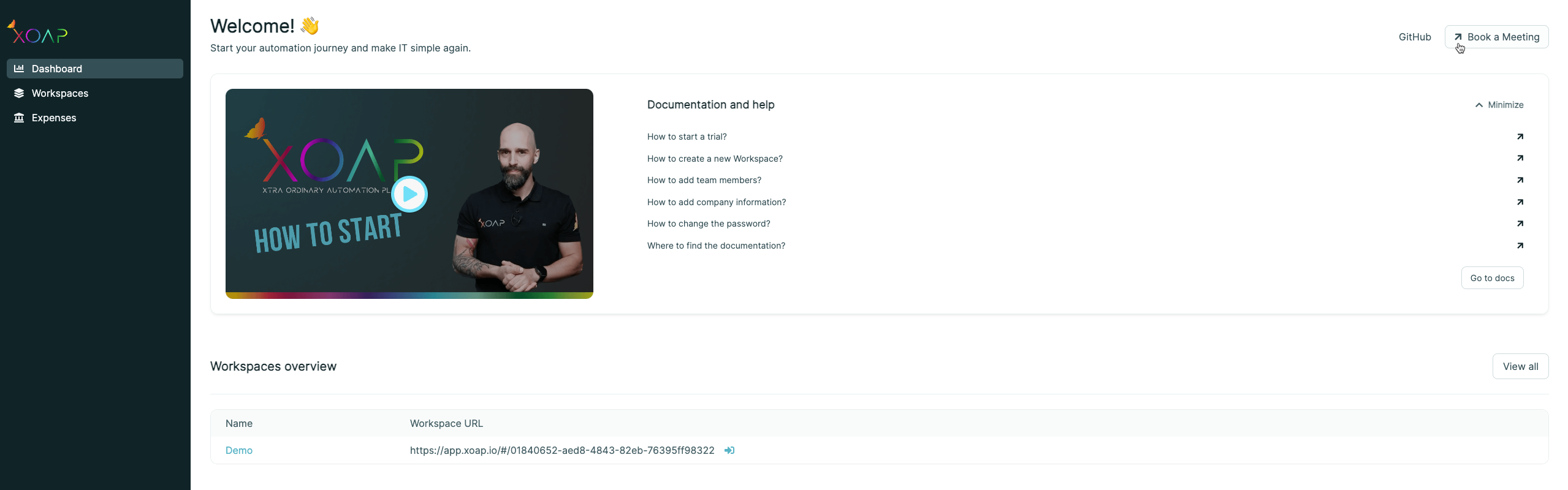 my.xoap.io Welcome