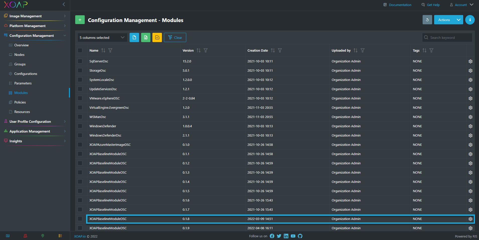 Uploaded module in overview