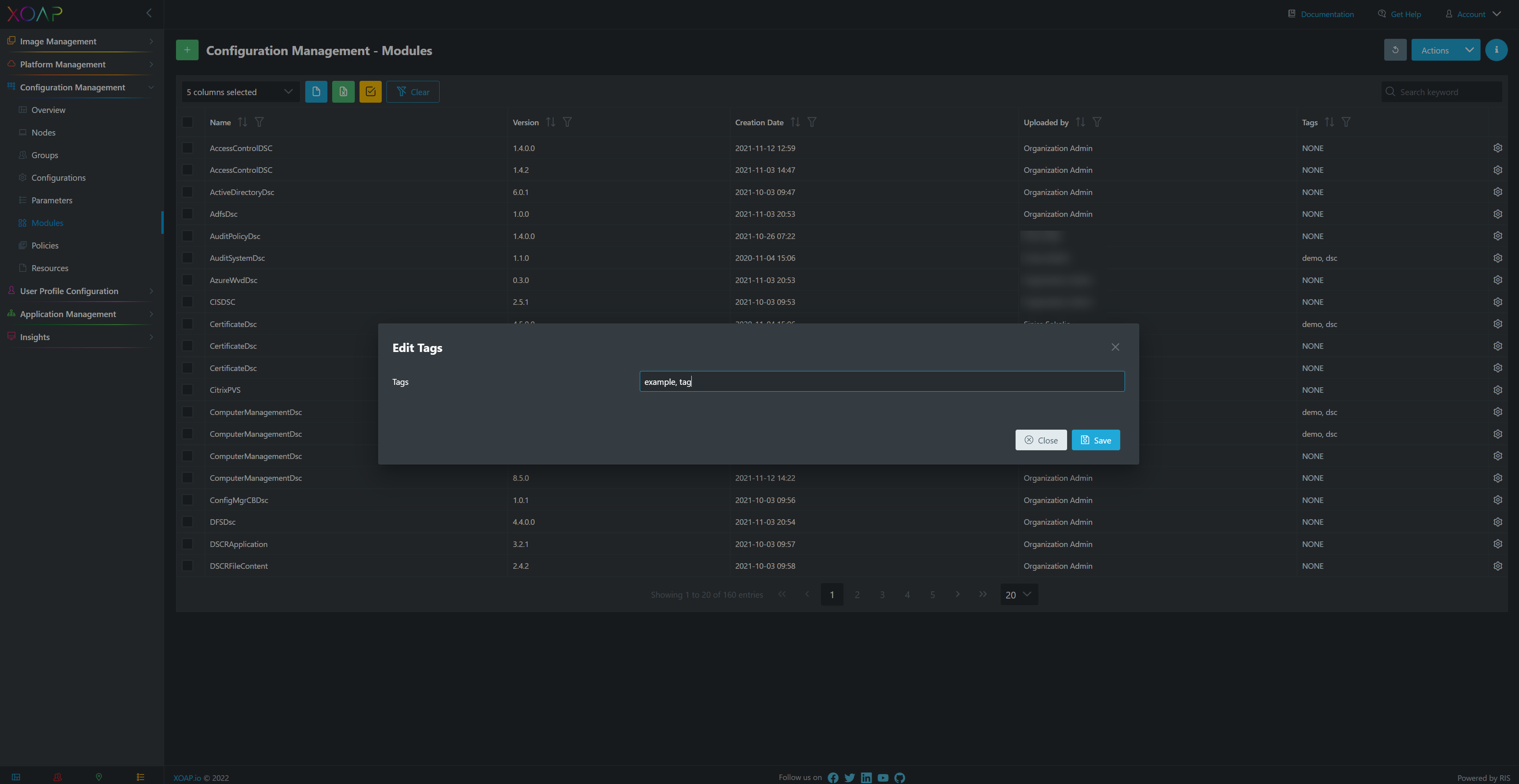 Modules edit tags