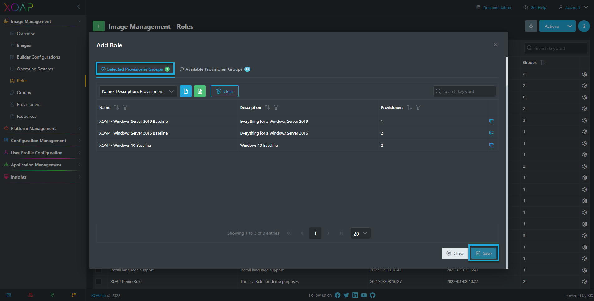 save added provisioner groups