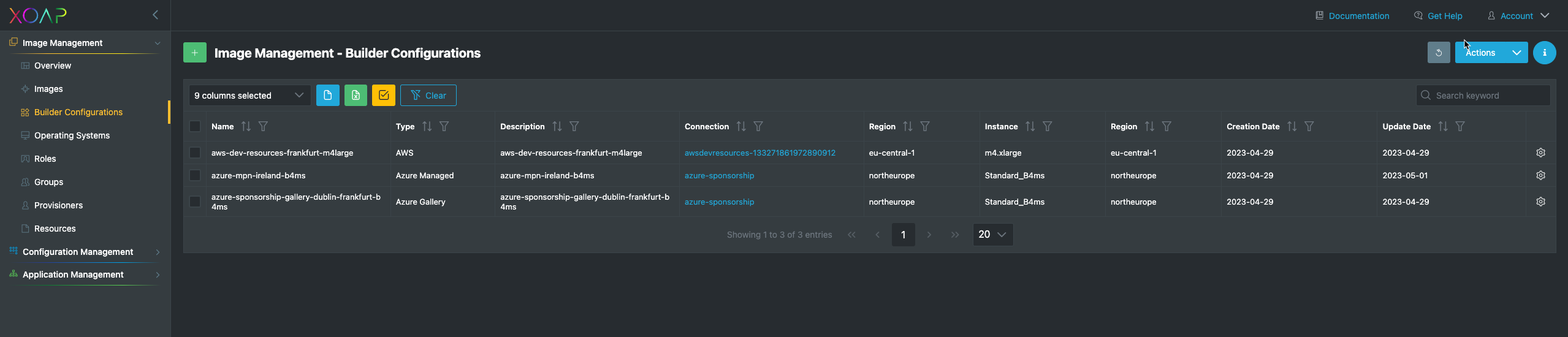 Data table view in builders