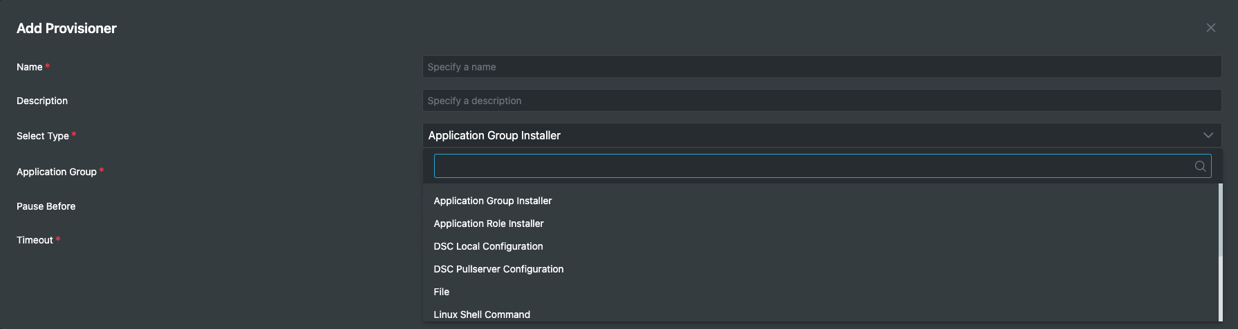 List of provisioner