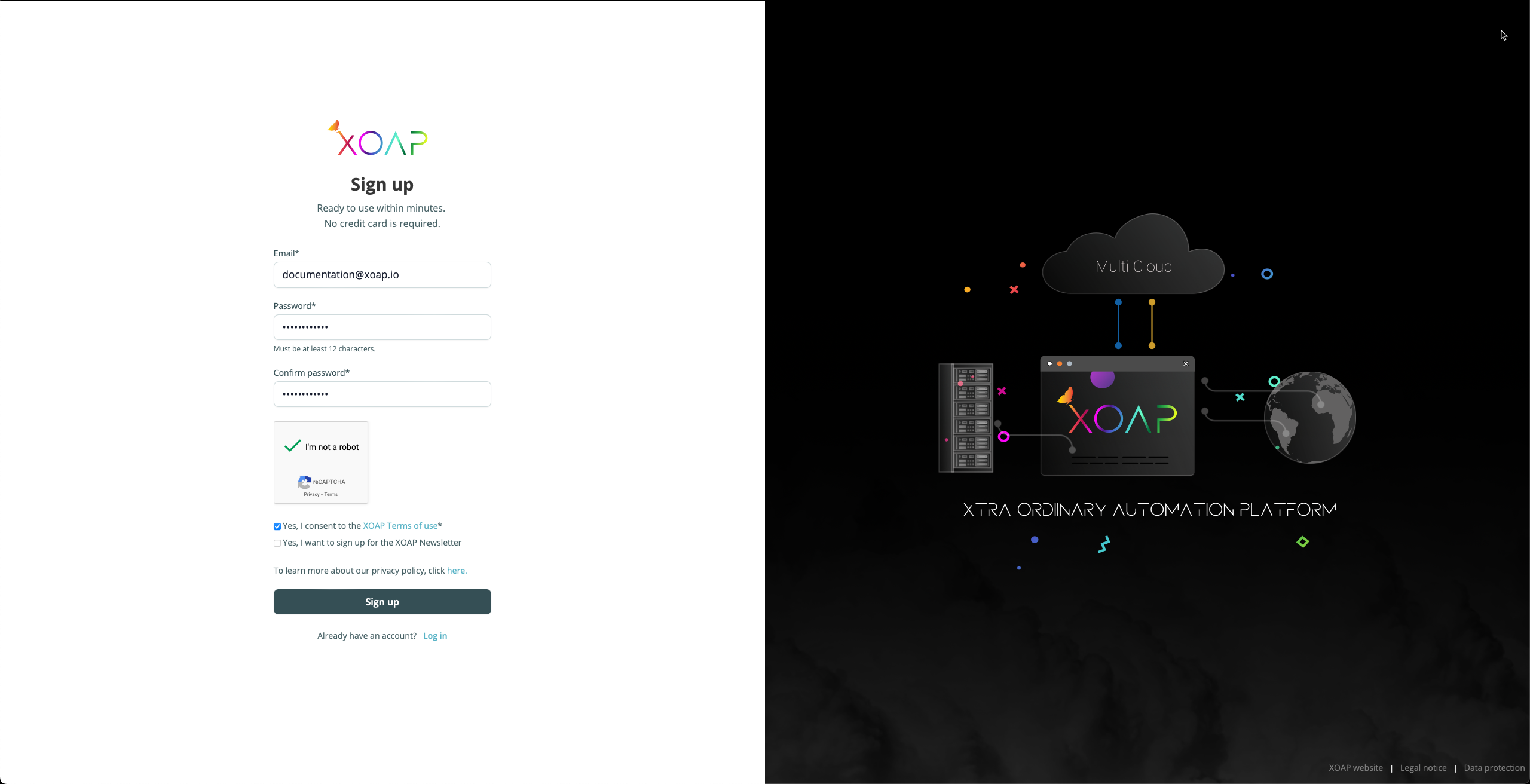 my.xoap.io - Sign up
